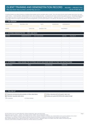 Client Training and Demonstration Record preview