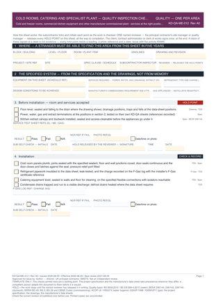 Cold Rooms, Catering and Specialist Plant — Quality Inspection Checklist preview
