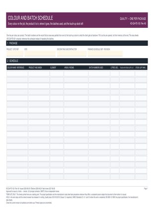 Colour and Batch Schedule preview