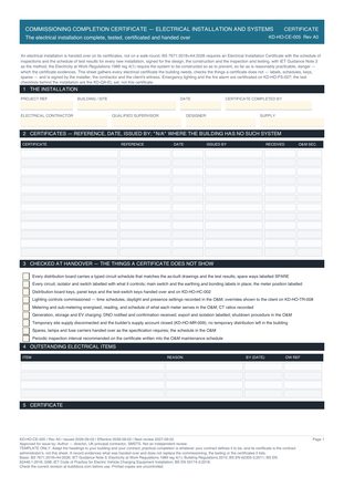 Commissioning Completion Certificate — Electrical Installation and Systems preview