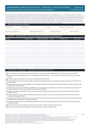 Commissioning Completion Certificate — Mechanical and Water Systems preview