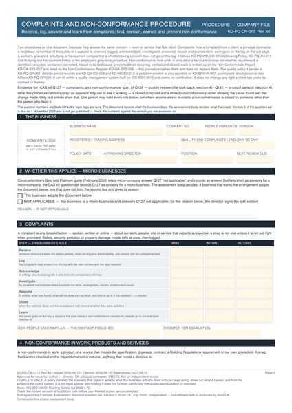 Complaints and Non-Conformance Procedure preview