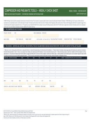 Compressor and Pneumatic Tools — Weekly Check Sheet preview