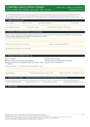 Confined Space Entry Permit preview