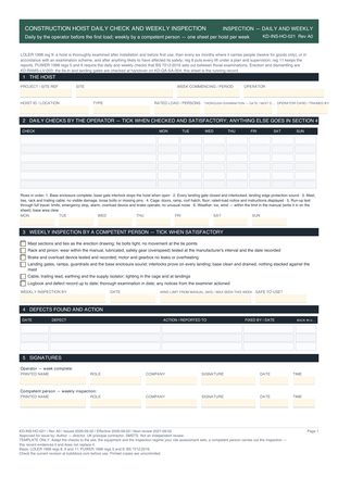 Construction Hoist Daily Check and Weekly Inspection preview