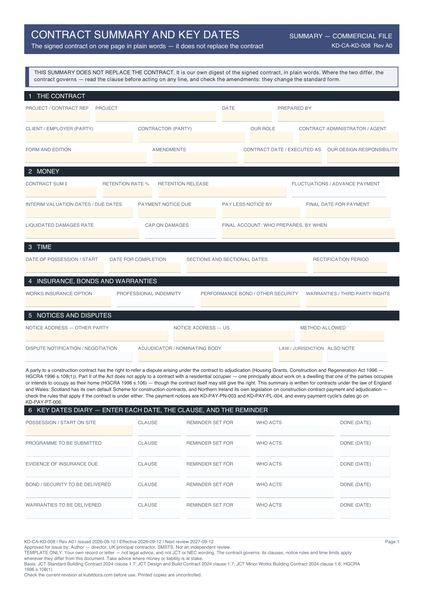 Contract Summary and Key Dates preview