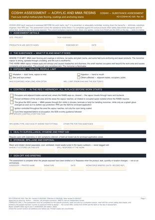 COSHH Assessment — Acrylic and MMA Resins preview