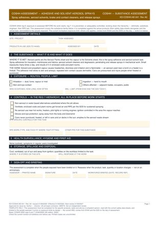 COSHH Assessment — Adhesive and Solvent Aerosol Sprays preview