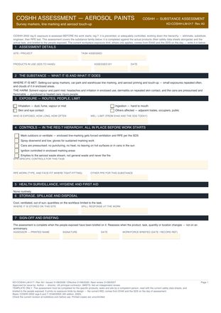 COSHH Assessment — Aerosol Paints preview