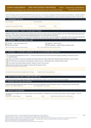 COSHH Assessment — Bird and Rodent Droppings preview