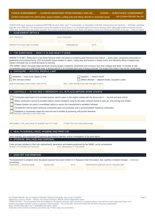 COSHH Assessment — Carbon Monoxide from Engines and Heaters preview
