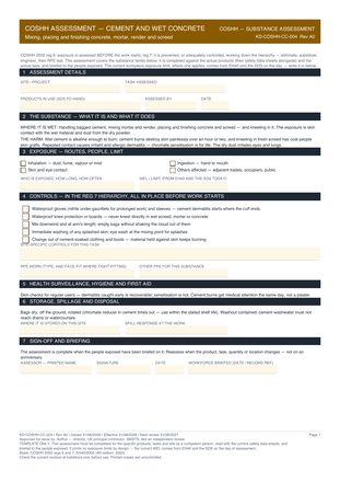 COSHH Assessment — Cement and Wet Concrete preview