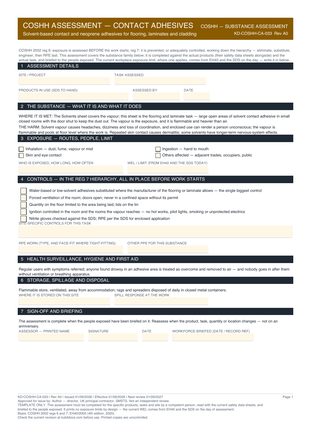 COSHH Assessment — Contact Adhesives preview