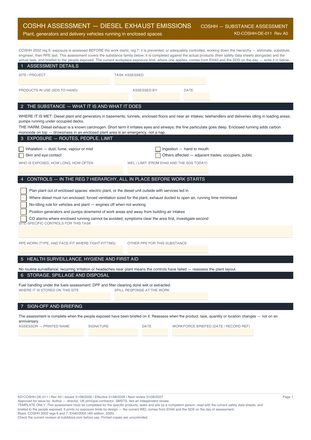 COSHH Assessment — Diesel Exhaust Emissions preview