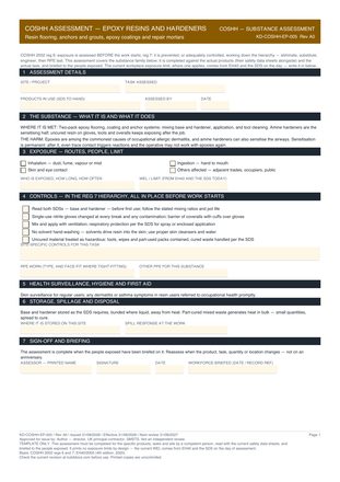 COSHH Assessment — Epoxy Resins and Hardeners preview