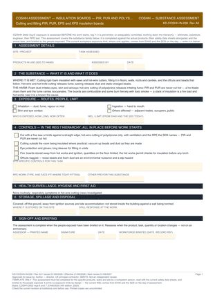 COSHH Assessment — Insulation Boards — PIR, PUR and Polystyrene preview