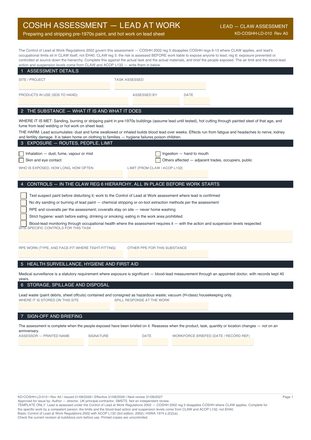 COSHH Assessment — Lead at Work preview