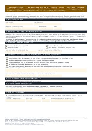 COSHH Assessment — Lime Mortars and Hydrated Lime preview