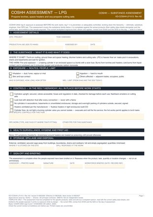 COSHH Assessment — LPG preview