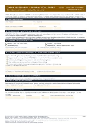 COSHH Assessment — Mineral Wool Fibres preview