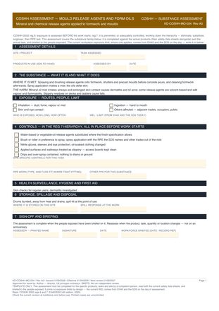 COSHH Assessment — Mould Release Agents and Form Oils preview