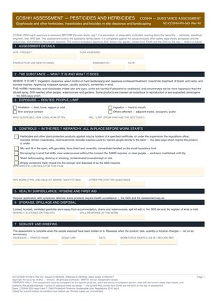 COSHH Assessment — Pesticides and Herbicides preview