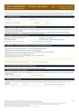 COSHH Assessment — Petrol and Diesel preview