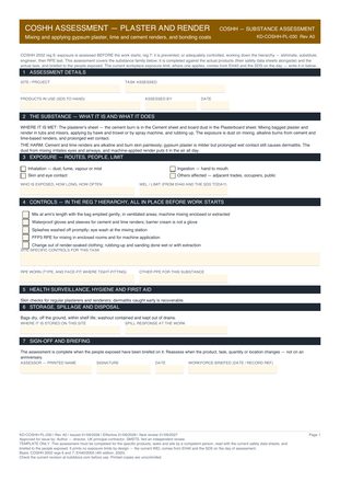 COSHH Assessment — Plaster and Render preview