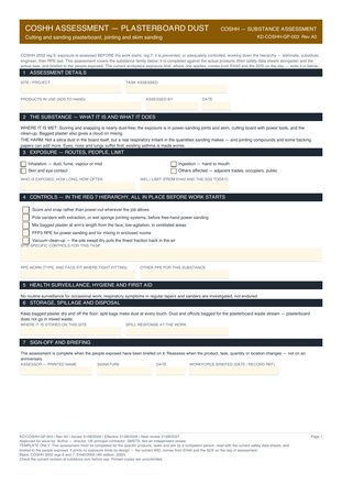 COSHH Assessment — Plasterboard Dust preview