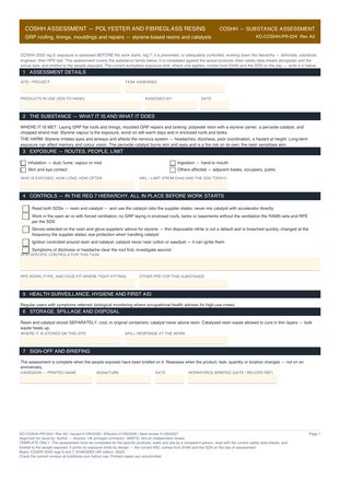 COSHH Assessment — Polyester and Fibreglass Resins preview