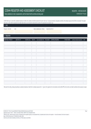 COSHH Register and Assessment Checklist preview