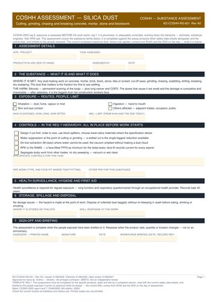 COSHH Assessment — Silica Dust preview