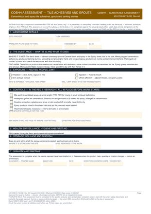 COSHH Assessment — Tile Adhesives and Grouts preview