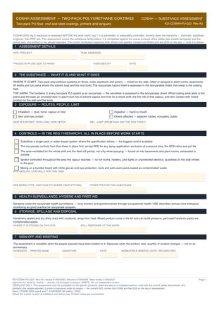 COSHH Assessment — Two-Pack Polyurethane Coatings preview