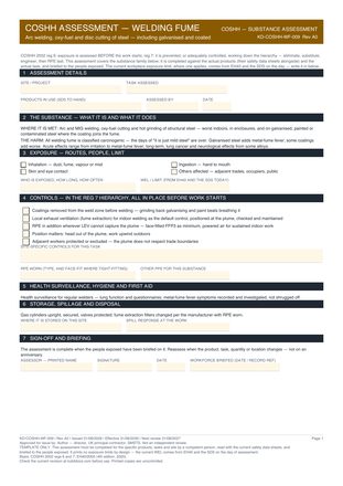 COSHH Assessment — Welding Fume preview