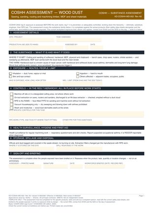 COSHH Assessment — Wood Dust preview