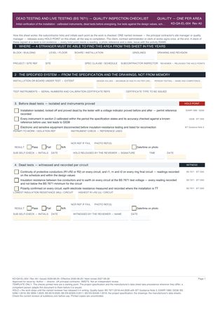 Dead Testing and Live Testing (BS 7671) — Quality Inspection Checklist preview