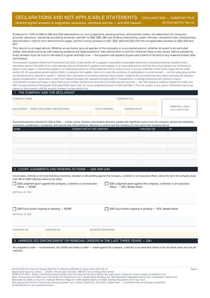 Declarations and Not-Applicable Statements preview