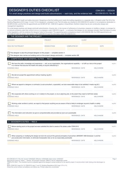 Designer's Duties Checklist preview