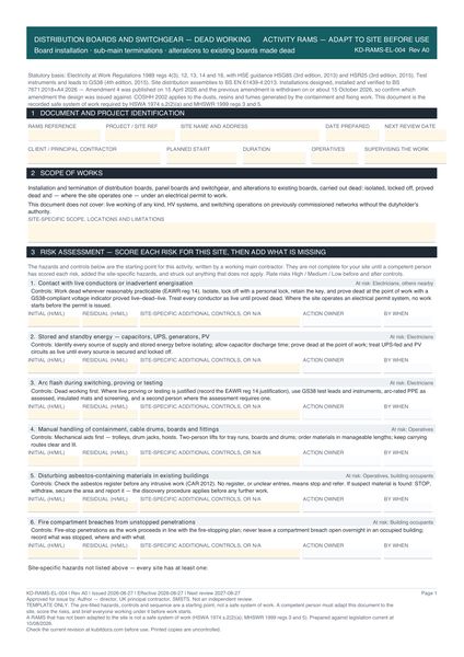 Distribution Boards and Switchgear — Dead Working preview