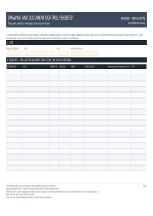 Drawing and Document Control Register preview