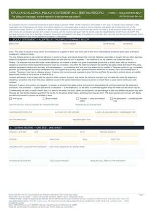 Drug and Alcohol Policy Statement and Testing Record preview