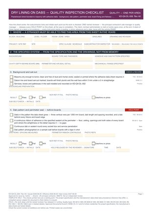 Dry Lining on Dabs — Quality Inspection Checklist preview
