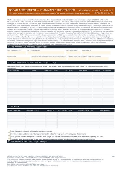 DSEAR Assessment — Flammable Substances preview