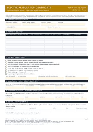 Electrical Isolation Certificate preview