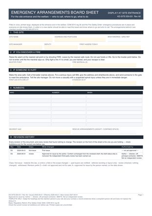 Emergency Arrangements Board Sheet preview