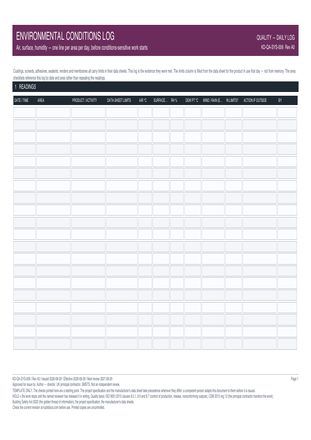 Environmental Conditions Log preview