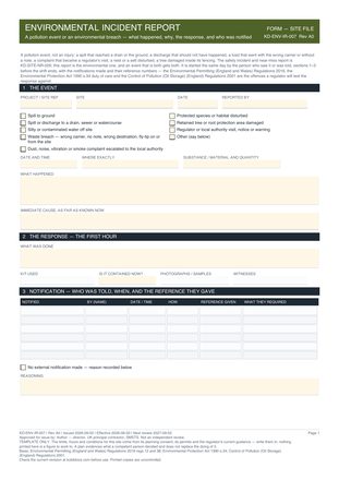 Environmental Incident Report preview