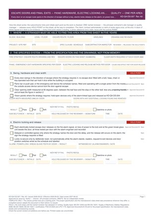 Escape Doors and Final Exits — Panic Hardware, Electric Locking and Alarm Release — Quality Inspection Checklist preview