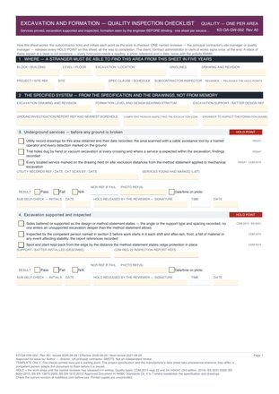 Excavation and Formation — Quality Inspection Checklist preview